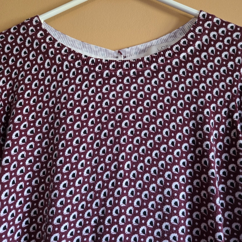 LOFT Patterned Top With Button Closure PTP=16.5" - Picture 2 of 5